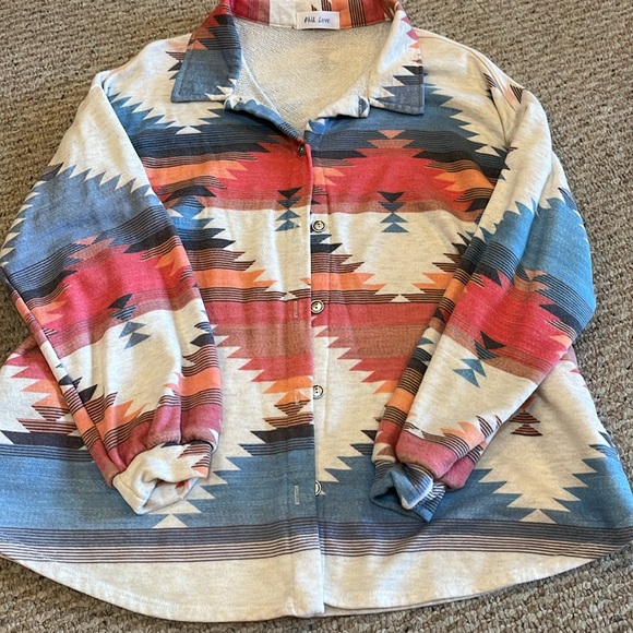 Small Aztec Button-Up Shacket - Picture 2 of 6